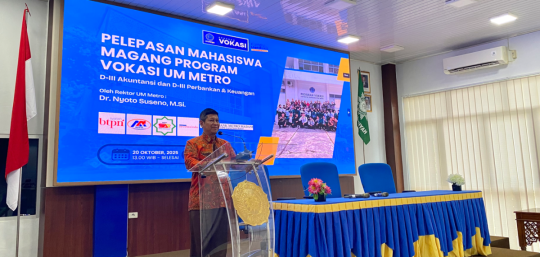 Rektor UM Metro Lepas Mahasiswa Magang D3 Akuntansi dan D3 Perbankan Keuangan Program Vokasi: “Masa Depan Anda Tergantung Prilaku Anda Hari Ini”