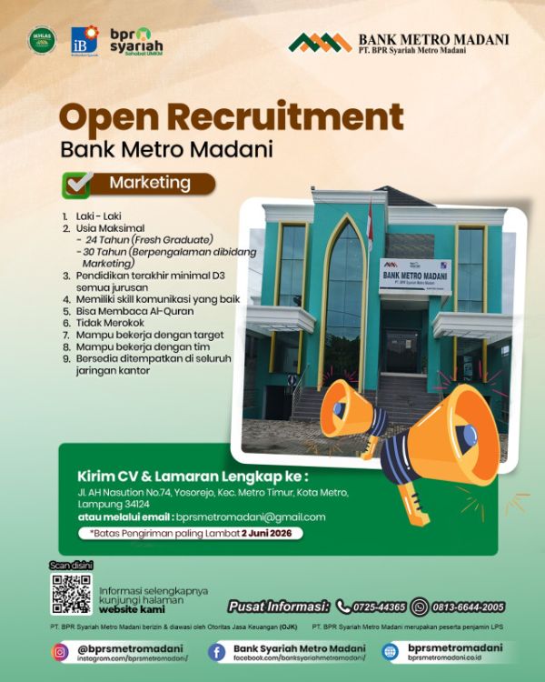 Open Recruitment Bank Metro Madani